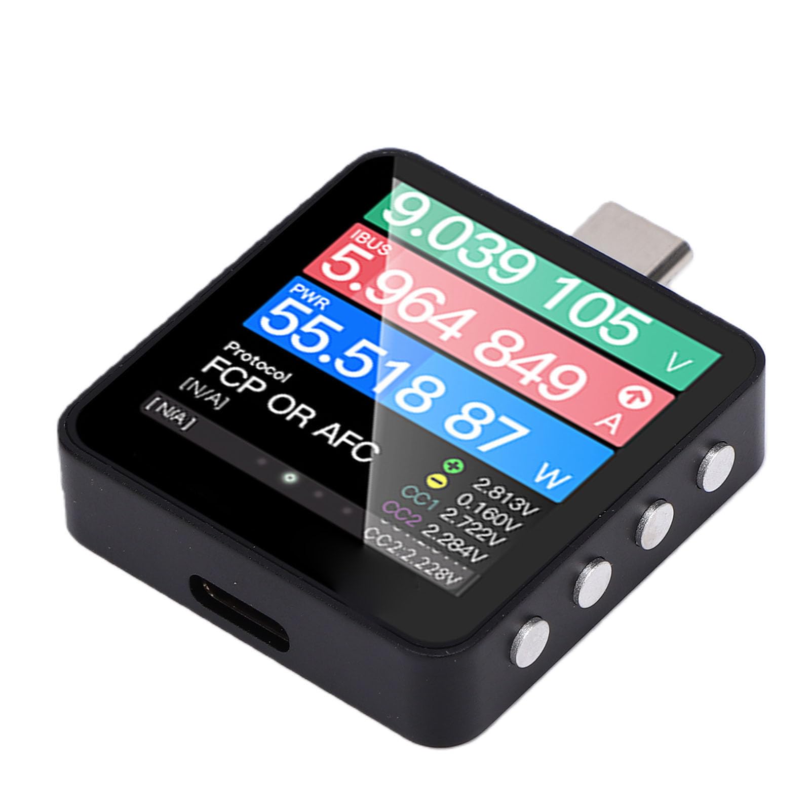 USB C Szybki Tester Ładowania z 1.54-calowym Ekranem IPS i 20-bitowym Miernikiem Napięcia/prądu ADC do Diagnostyki ładowarek PD3.1, QC5.0, IOS 140W.