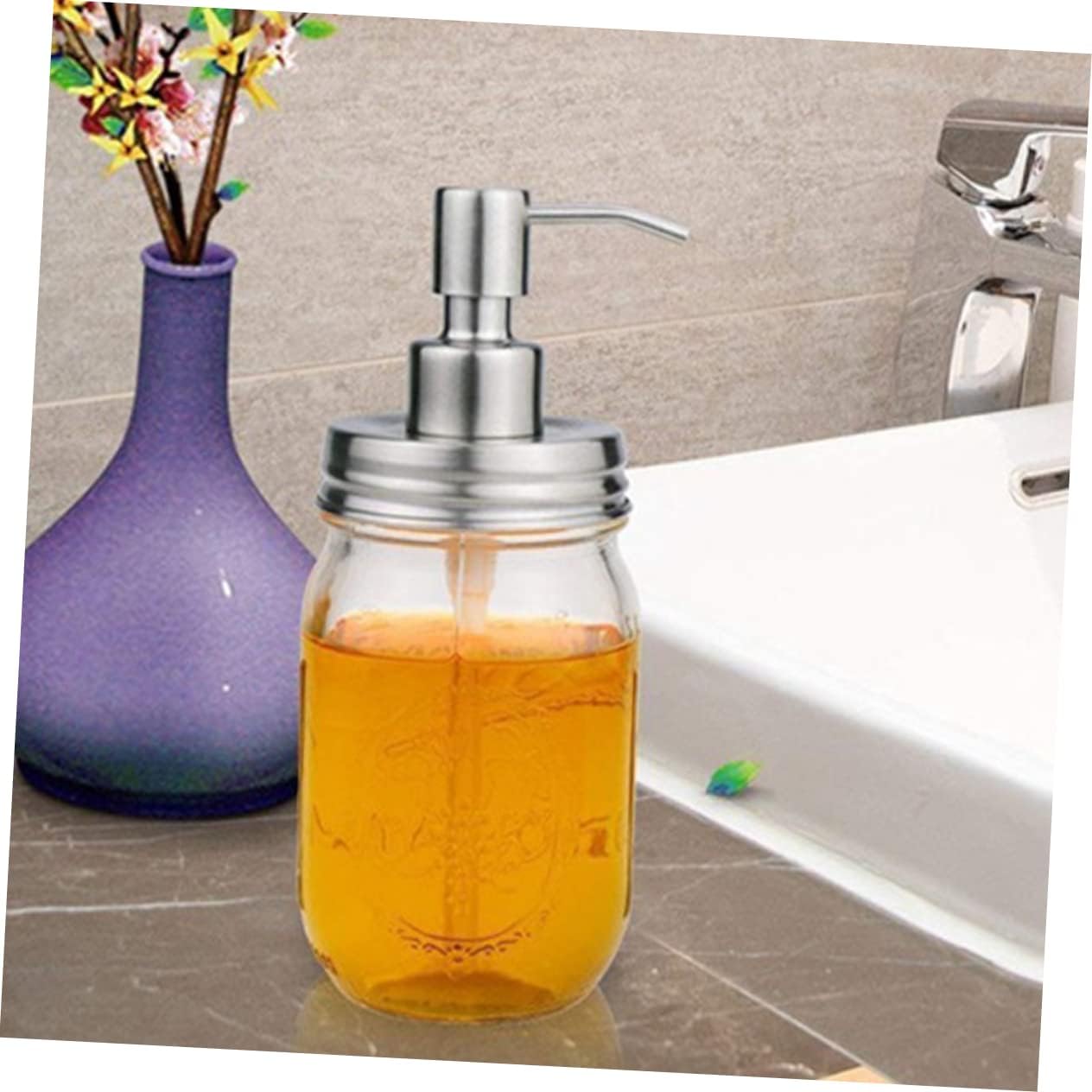 4pcs Soap Dispenser Head Replacement Pump Lotion Pump Replacement Lotion Dispenser Head Stainless Steel Pumps Bubble Soap Mason Jar Lid 304 Stainless Steel Liquid Accessories 16oz