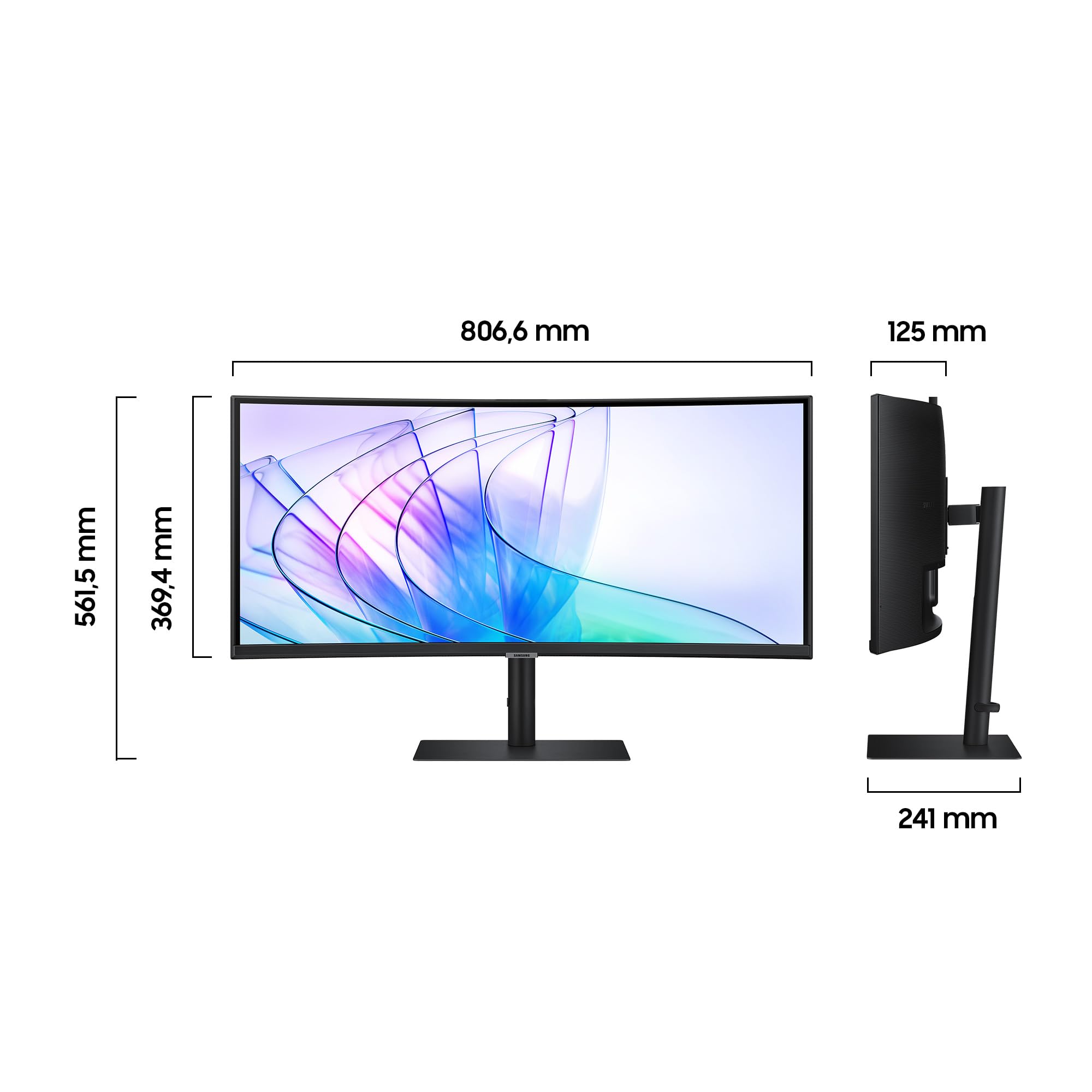 Samsung ViewFinity S65VC Curved Monitor 34 Zoll VA-Panel HDR10 3440x1440 AMD FreeSync 100Hz USB-C 90W Pivot