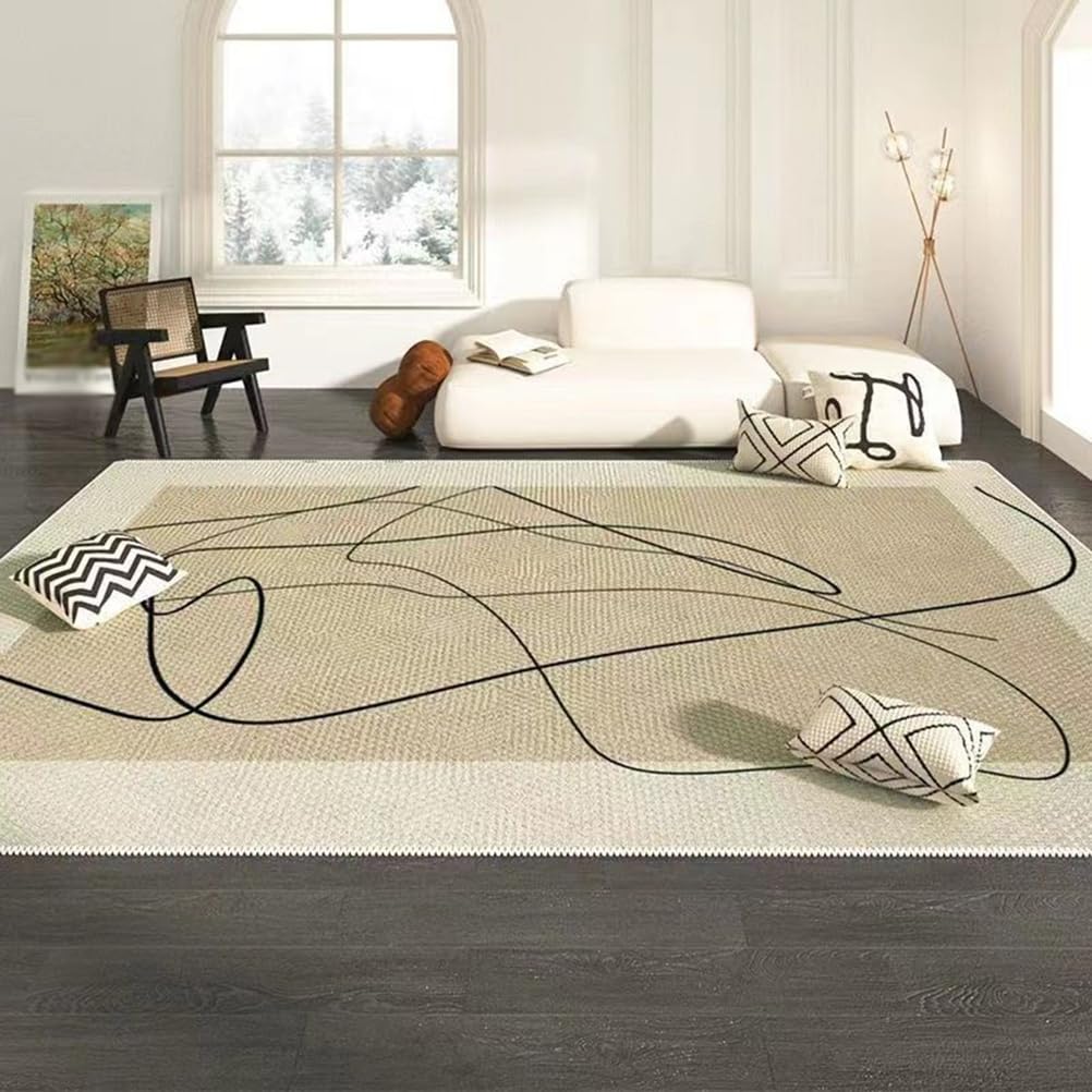 Tapis antidérapant lavable grand format imprimé pour salon et chambre