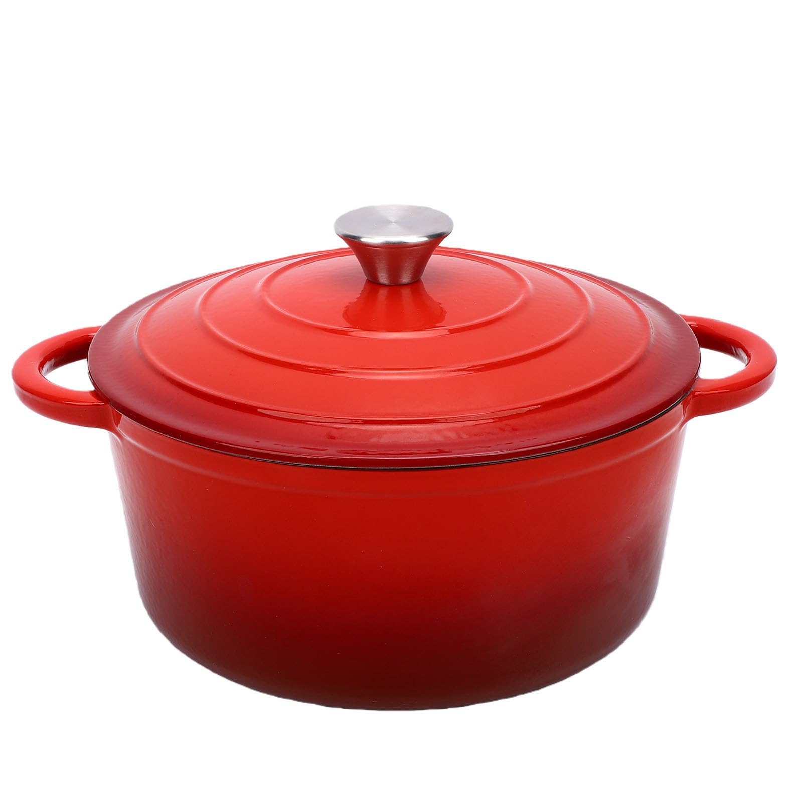 Bewinner Olla de Hierro Fundido con Tapa Esmaltada Antiadherente 26 Cm Apto para Horno Asado Estofado Salteado Cazuela de Cocción Lenta para Estufas Inducción de Gas Rojo (26CM)