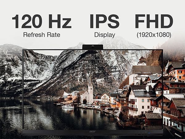 Image of Acer Aspire C27 All-in-One Desktop, 27 inch IPS FHD, Ryzen 7 5825U | 8GB DDR5, 512GB PCIe SSD, Wireless Keyboard and Mouse, Wi-Fi 6E, Bluetooth 5.3, Webcam, Windows 11 Pro /w USB Hub