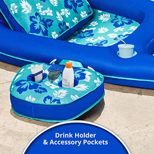 Aqua Campania Ultimate 2-in-1 Pool Float Lounge – Extra Large – Inflatable Pool Floats for Adults with Adjustable Backrest & Cupholder Caddy - Image 5