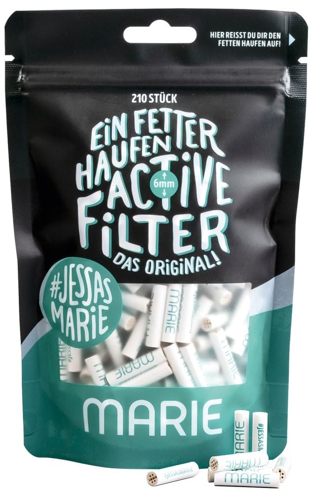 MARIE® 6mm Active Filter Slim 210 Stück | BIO Kokoskohle Filter 6mm aus Keramik | 210 Keramikkappen