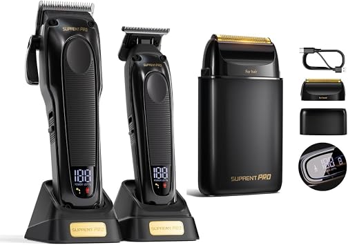 SUPRENT PRO Barber Clippers High Torque Brushless Motor & Detachable Blade with Single Foil Shaver Kit