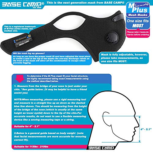 Base Camp M Plus Dust Face Mask With Extra 6 Activated Carbon Filters For Woodworking Construction Mowing Cycling #TOP3