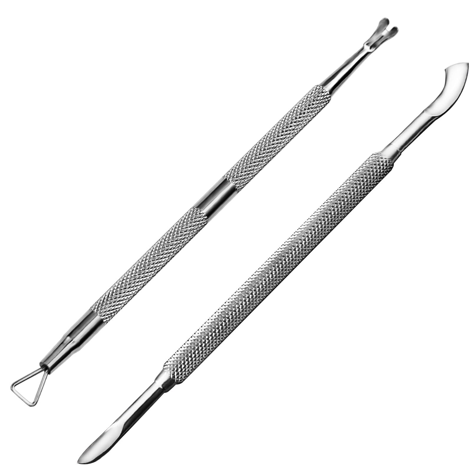 HIFAU Cuticle Pusher and Cuticle Remover Tool Set, 2PCS Premium Stainless Steel Cuticle Trimmer and Nail Polish Removal Tools Set, For Wommen
