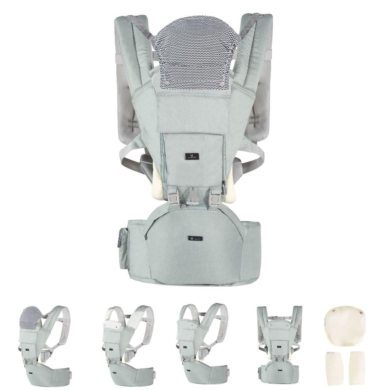 Cangaroo, Porte-bébé Ivy ventral et dorsal Ceinture réglable à partir de 5 mois, coloris:verdoyant