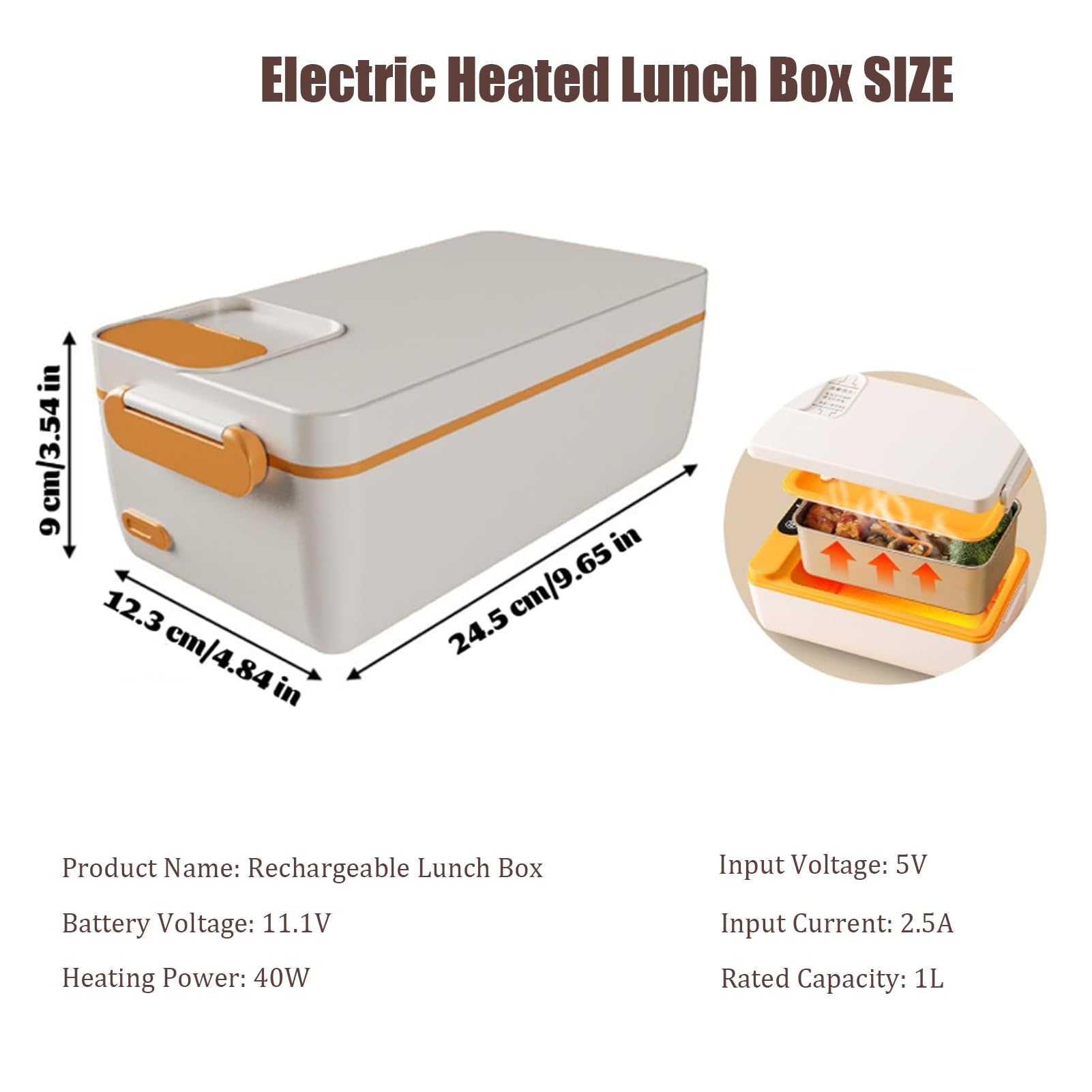 Fiambrera Lonchera Eléctrica Portátil Recargable 1 Litros, Taper Electrico Para Calentar La Comida Fiambrera Termica En Acero Inoxidable Fácil Limpieza Para Escuela,Oficina Y Familia (Verde)