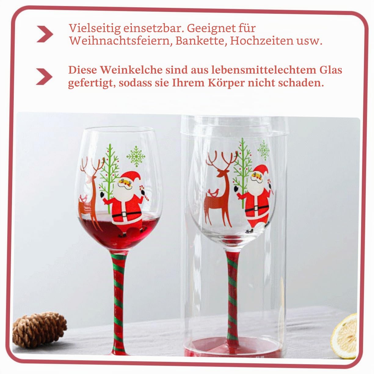 BESTonZON 4 Stück Gefälligkeiten Für Weihnachtsfeiern Weihnachtsbaum Weingläser Stielbecher Weihnachtsgläser Mit Stiel Riesling-gläser Kelchbecher Trinken Glas Kristallgläser Einzel