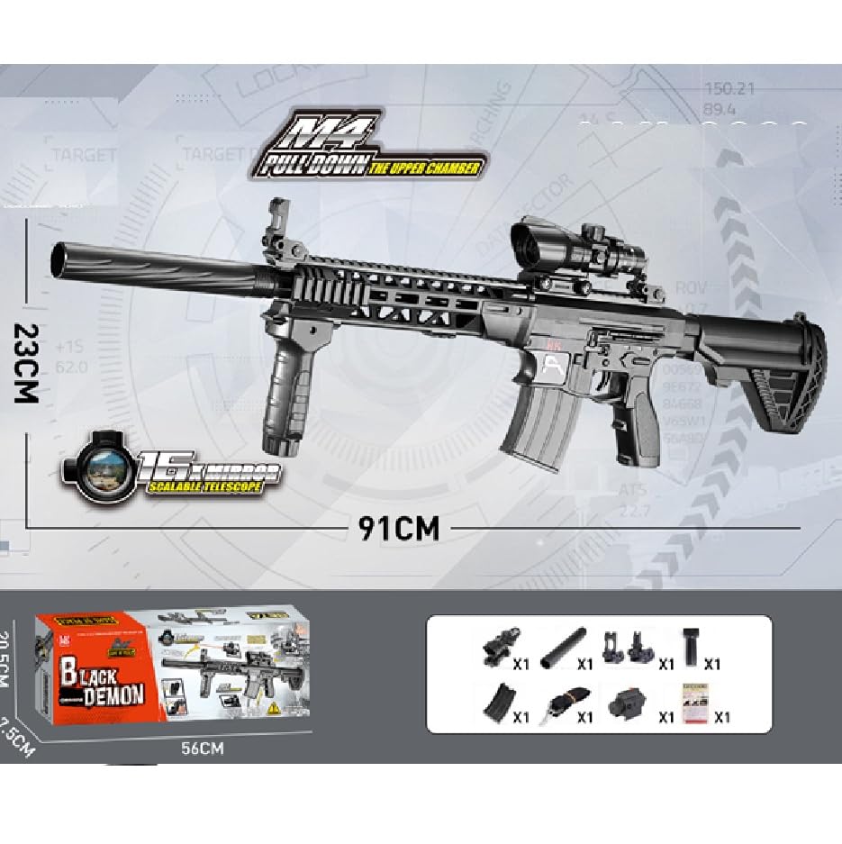 HALO NATION® M4A4 Airsoft Sniper Gun Toy Black Demon BB Bullet Gun Rifle with 1000 BB Bullets - Image 6 thumbnail