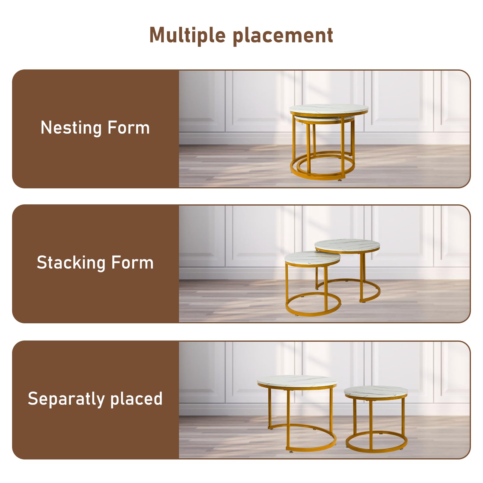 Round Side Tables With Metal Legs ECOMEX Nesting Coffee Table Set Of 2 ...