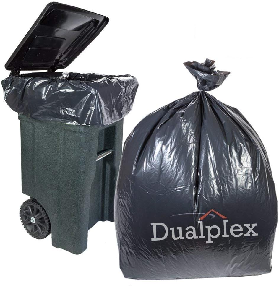 Dualplex 45-48 Gallon Black Trash Bags for Toter 1.5 Mil Garbage Bag 50 Bags Per Case 46" X 54"