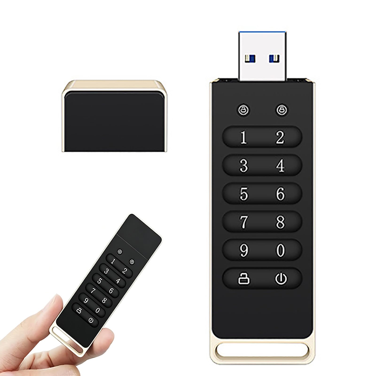 Chiavetta USB 3.0 Crittografata, 32GB/64GB/128GB/256GB Crittografia Hardware, Supporta Il Blocco Automatico, Crittografata, A Prova di Perdite Black-32GB