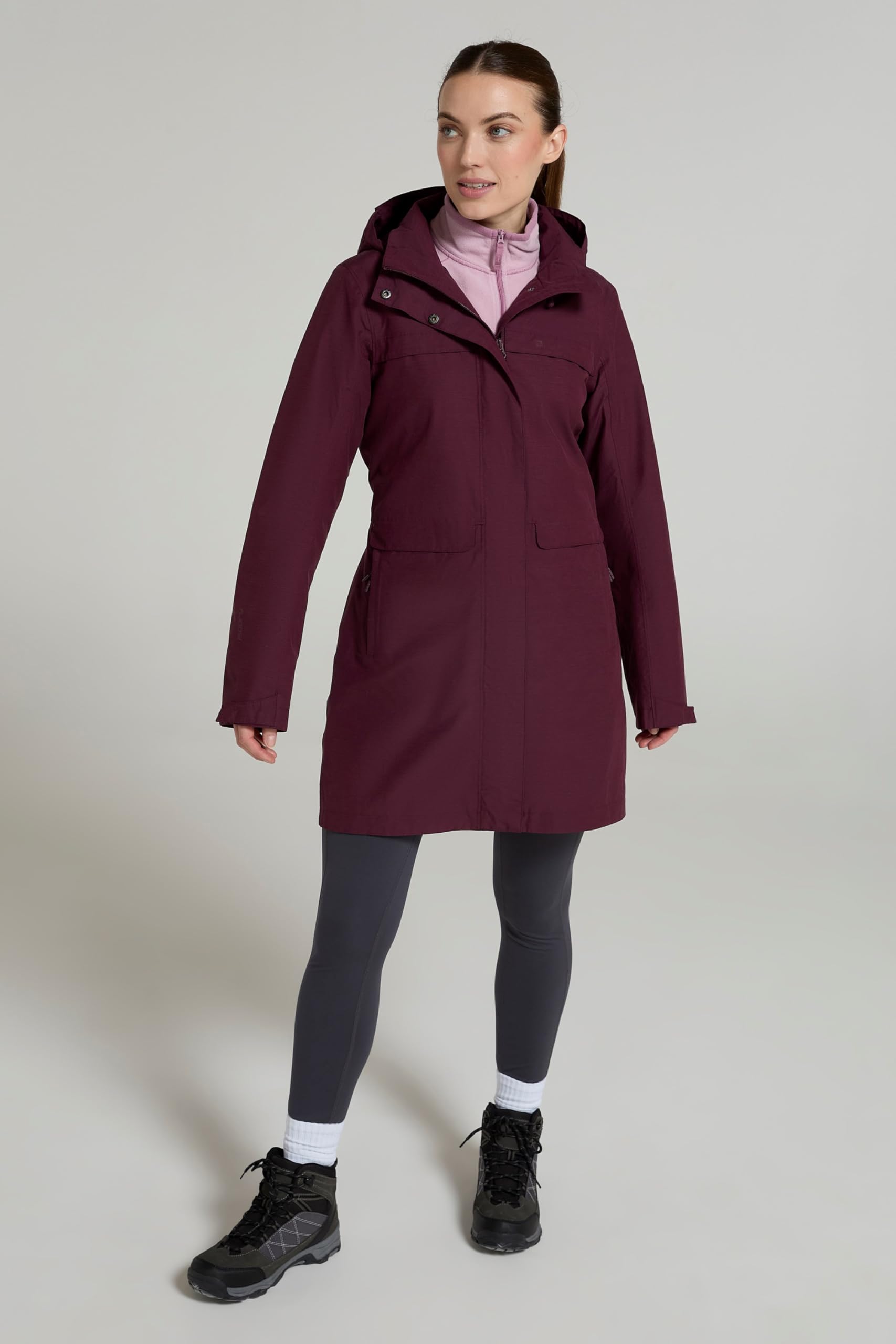 Mountain Warehouse Cloud Burst texturierte Damenjacke – wasserdichte Regenjacke, verstellbare Kapuze – ideal für draußen, im Fitnessstudio, Reisen, Frühling, Sommer