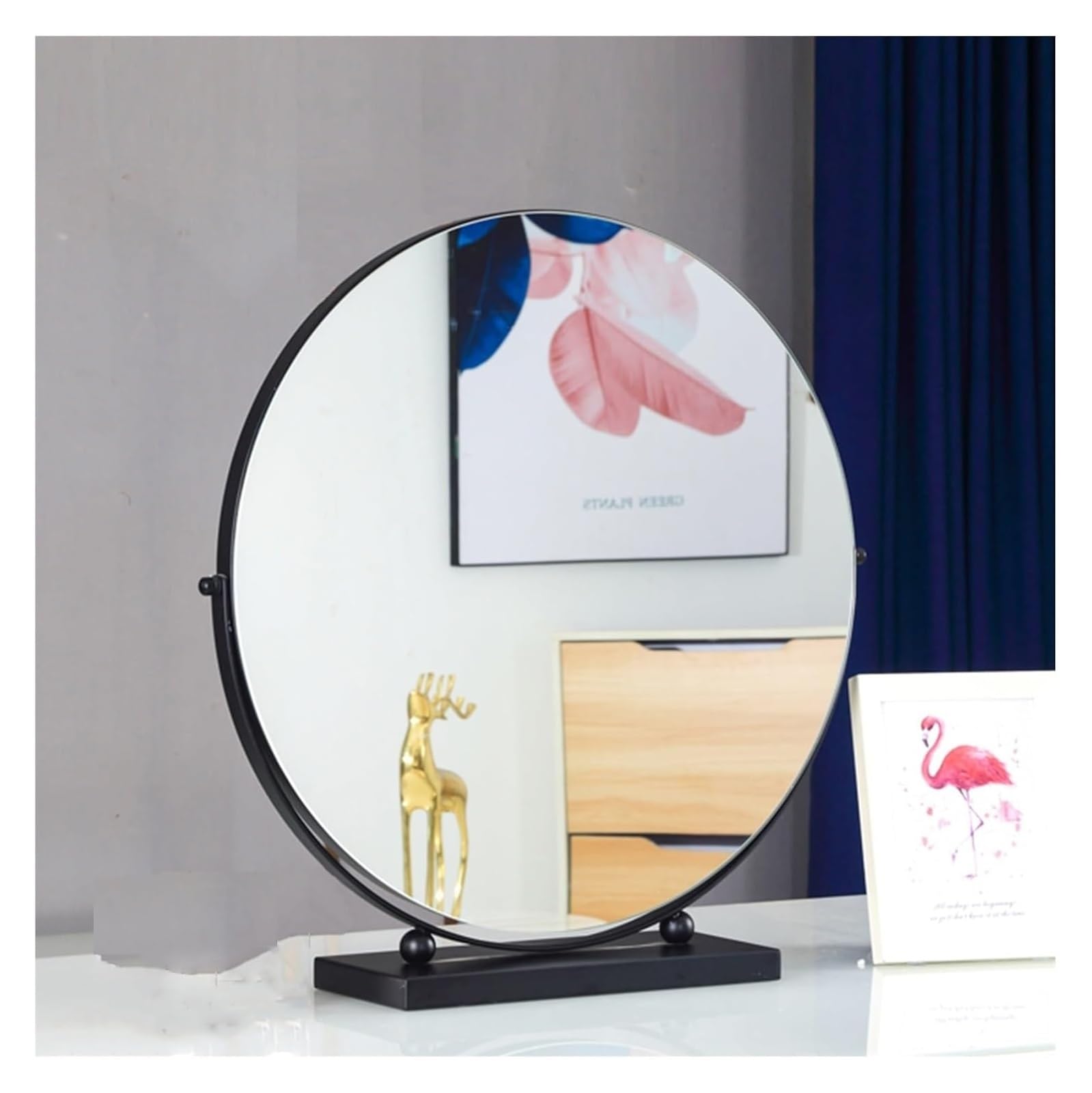 Miroir de maquillage rond à rotation libre pour corriger les défauts d'éclairage