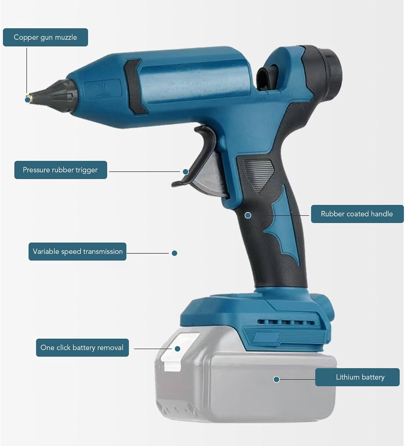 Garosa Cordless Glue, 18V Battery Powered with LED Digital Display and Adjustable Temperature 100 200 for BL1815 Crafts Repair