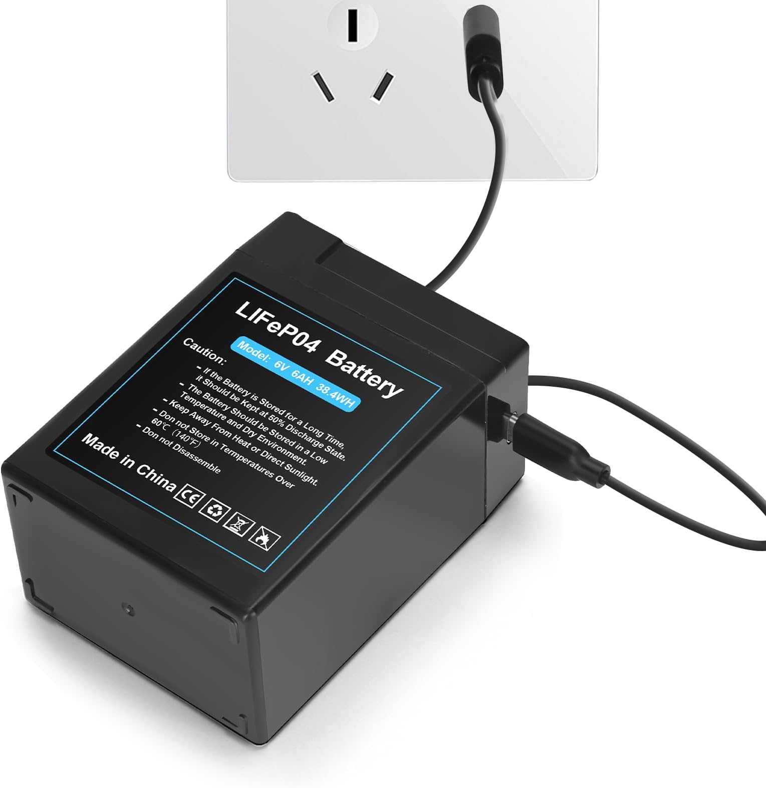 Upgraded Rechargeable 6V 6Ah LiFePO4 Battery with USB Charge Design, 6 Volt Lithium Battery 2000+ Cycles with BMS (F1 Terminals) for Deer Feeder 1 Pack