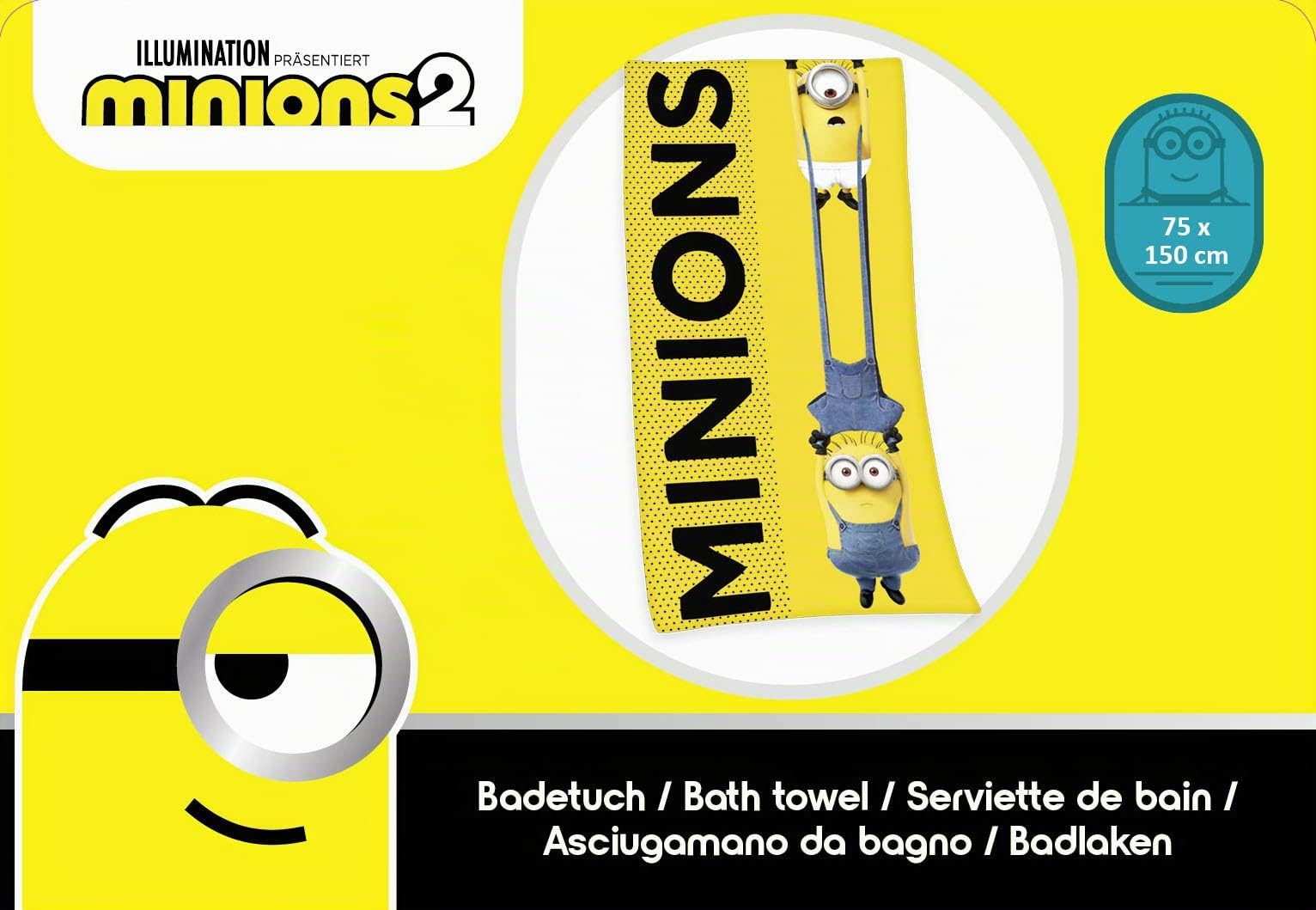 Herding Minions 2 - Telo mare in spugna velour, cotone, multicolore, 75 x 150 cm