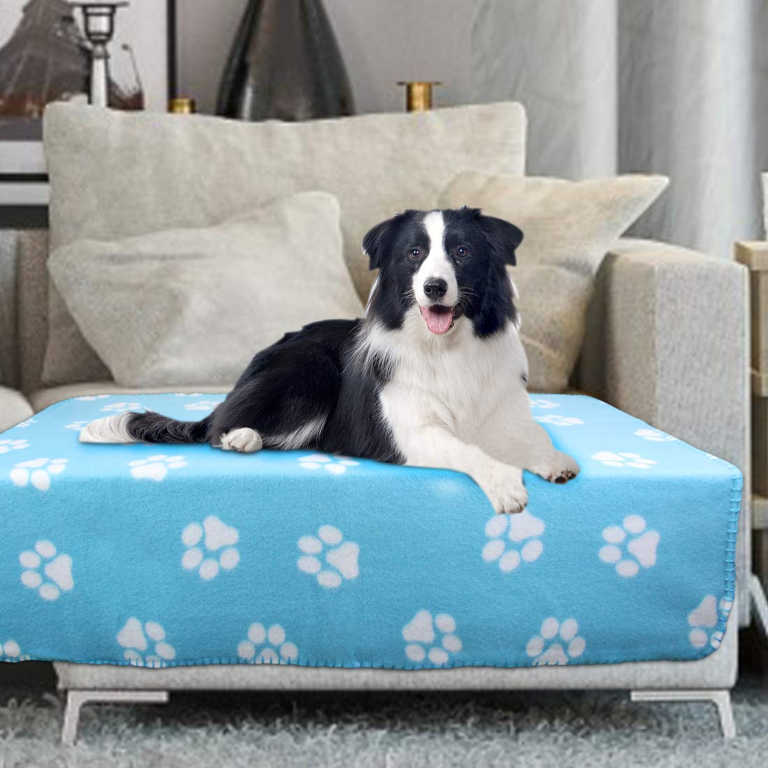 Image secondaire de Ensemble de Couvertures Douces pour Animaux de Compagnie - Imprimé de Pattes - 3 pièces