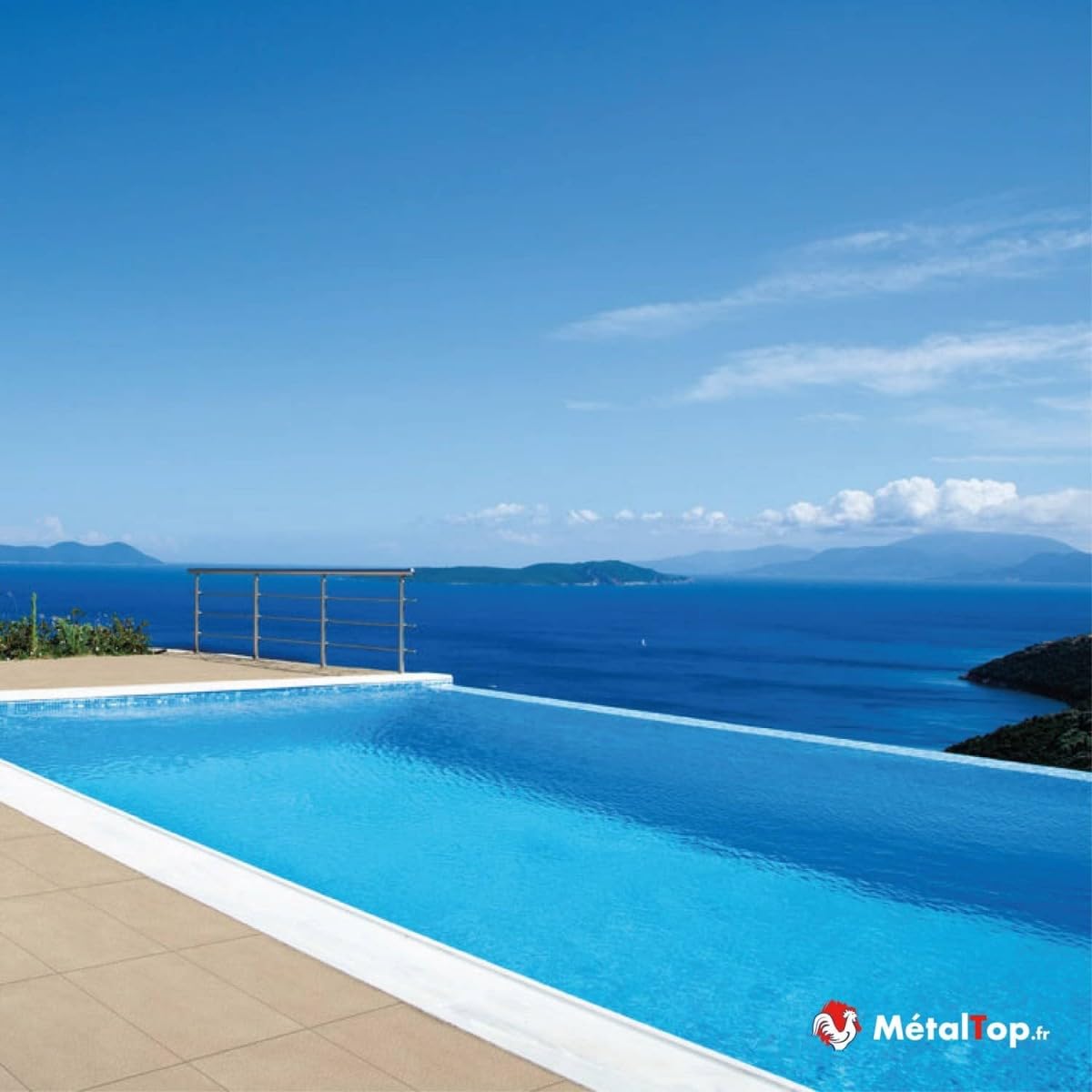 Metaltop - Peinture Margelle Piscine - Gris ardoise - RAL 7015-1 L - Peinture anti-glisse, résistante humidité et UV – Finition durable spéciale extérieur