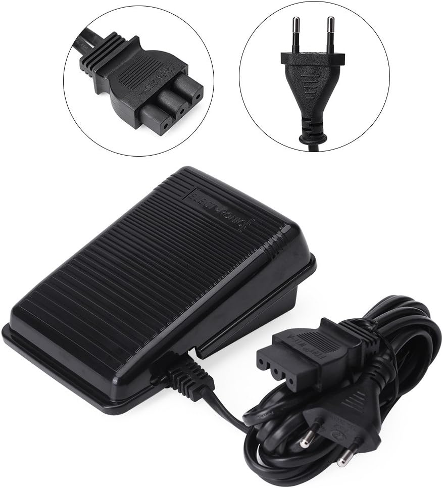 A baix view of the Walfront Sewing Machine Foot Pedal showing the connector port