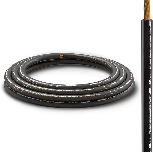 Miniatura 6 de DS18 PW-8GA-5BK/20RD Cable de alimentación ultra flexible CCA calibre 8, 5 pies negro y rojo de 20 pies - Kit de cableado de amplificador de potencia