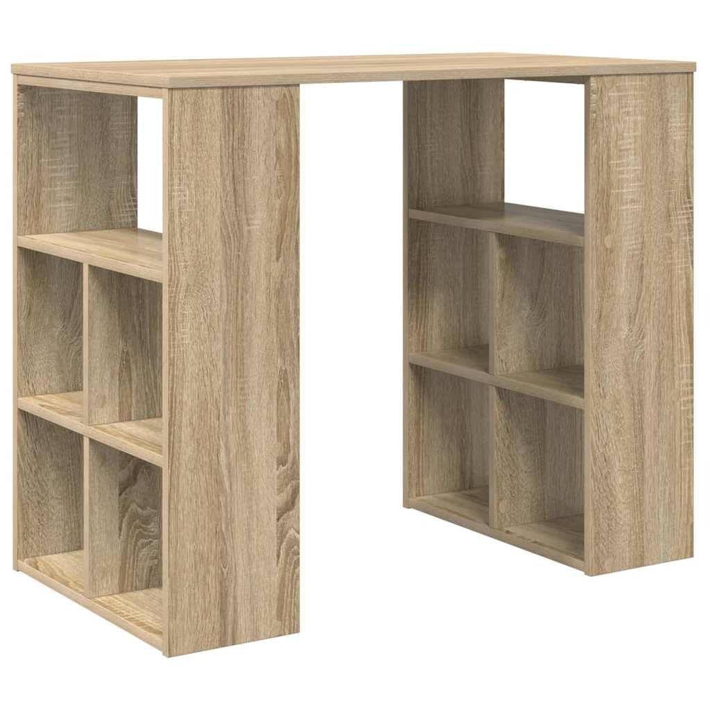 Scrivania in rovere Sonoma, 90 x 50 x 75 cm, con spazio e ripiani, moderna scrivania da ufficio per lavoro domestico e piccola stanza, versatile tavolo per PC per ufficio e gaming