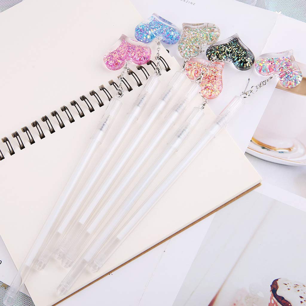 JUNESUN Gel Pen with 0 5mm Point Cartridge Pen Chain Decor Black Ink Shinny Heart Shape Embellishment Stationery — view 7