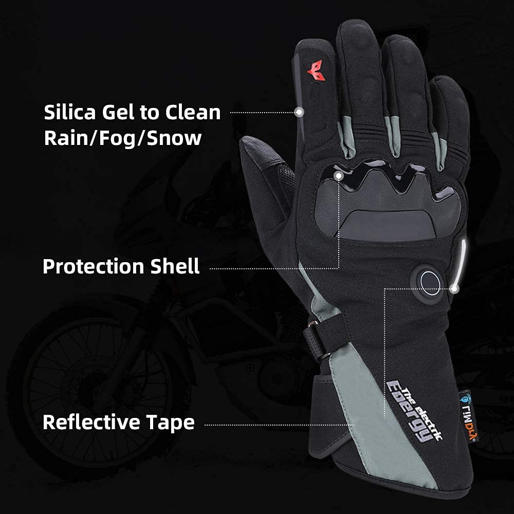 CHEWYNP Guantes calefactables Guantes calefactores Guantes térmicos Recargables de calefacción Guantes Impermeables de Invierno cálidos para Esquiar para Motos de Nieve Pantalla táctil Gua