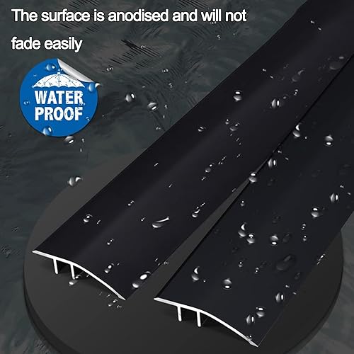 Miniatura 4 de Tira de umbral de transición de piso de aluminio de madera a azulejo, tira de puerta de piso laminado autoadhesiva, borde de transición de alfombra