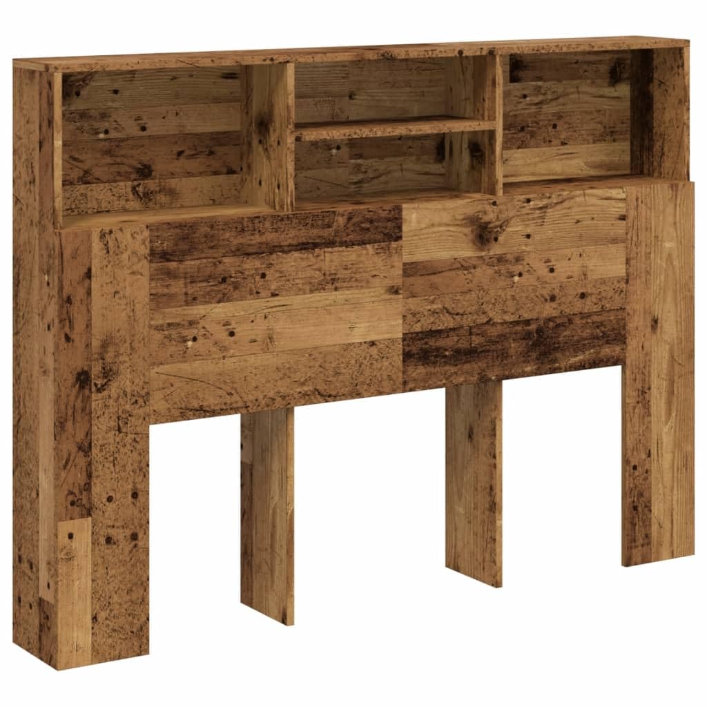 vidaXL Mueble cabecero Madera Envejecida 140x19x103,5 cm, cabecero, Armario de Cama, cabecero con estantería, cabecero de Cama con almacenaje