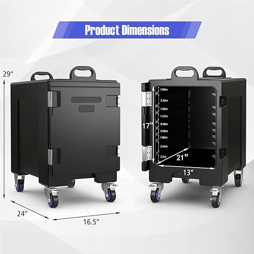 Miniatura 7 de ARLIME Transportador de alimentos aislado con ruedas, caja caliente de carga final para 5 sartenes de tamaño completo, material LLDPE de grado
