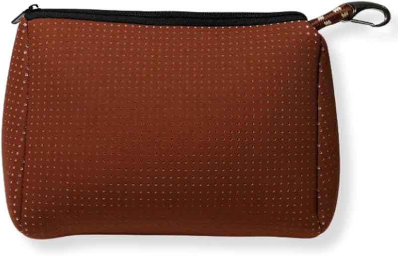 Necessaire grande POPUPS com zíper em neoprene Toffee, lavável à máquina