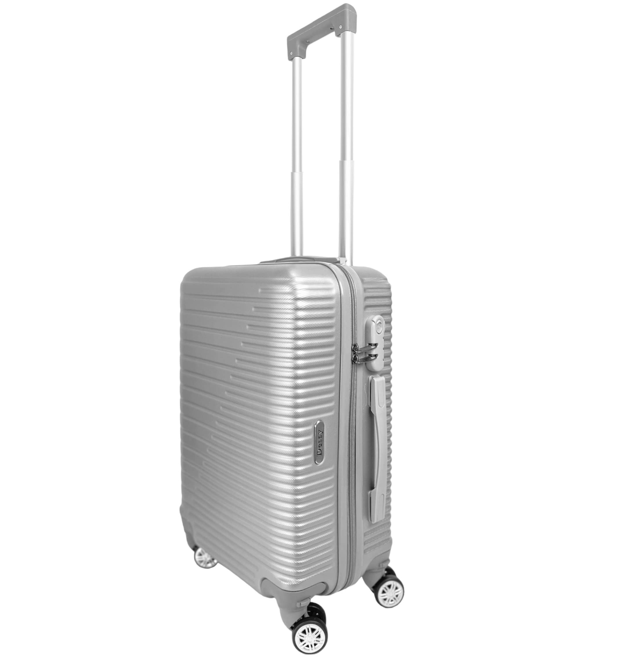 Maleta de Cabina Equipaje de Mano Trolley Viaje Avion rígida 4 Ruedas giratorias pequeña 55x35x22cm Compatible con Todas Las aerolíneas (Plata)