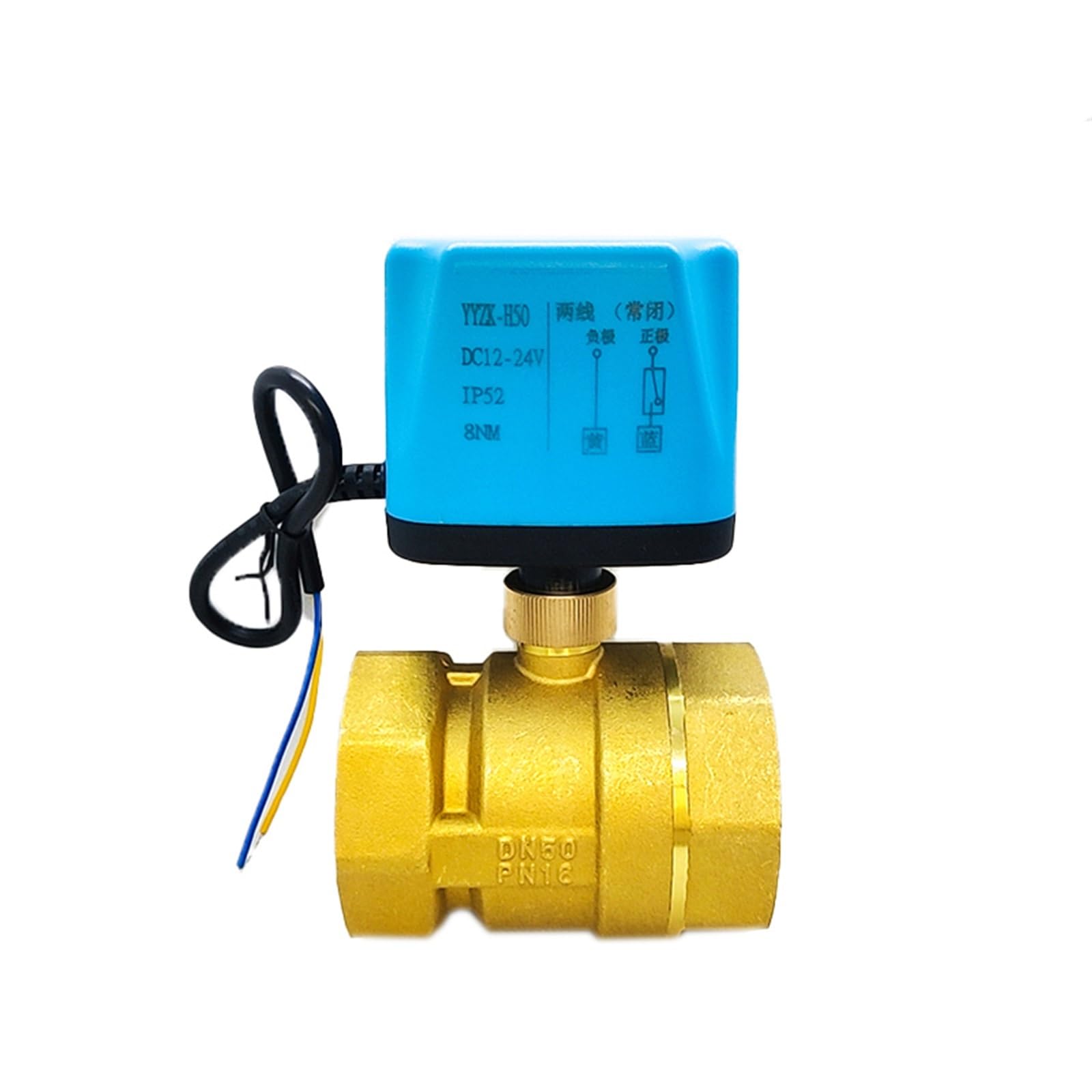 KKCZOFMJ 2" Normally Closed/Open Motorized Ball Valve 220V 12V 24V 2-Wire Brass Electric Ball Valve Replace Solenoid Valve(220VAC)