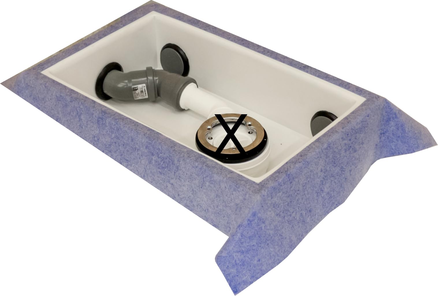 Caja de desagüe para platos de ducha y bañeras, 47,5 x 28 x 7,5 cm, caja hermética para sistema de desagüe