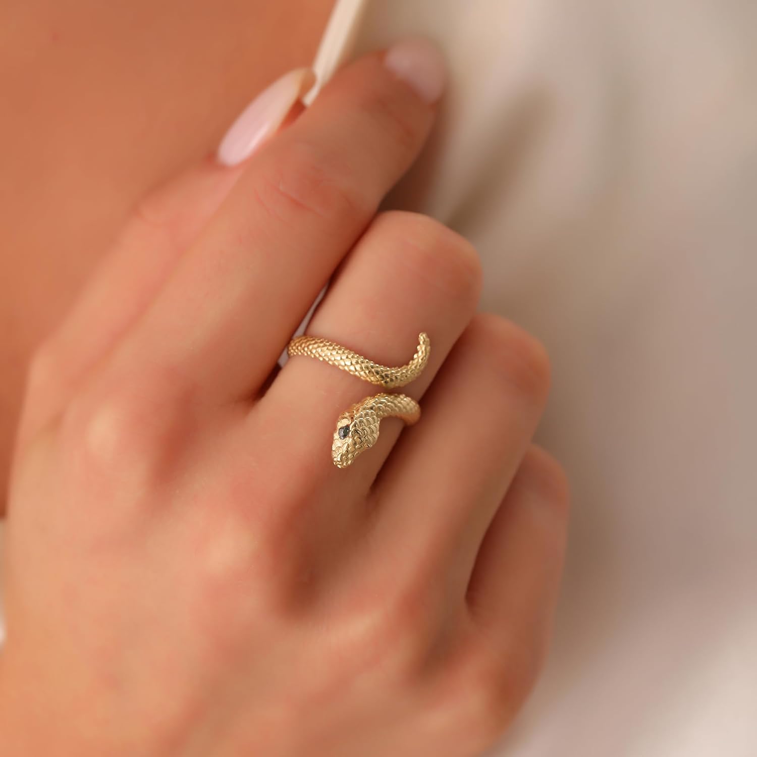 Snake Ring, 14K Solid Gold Animal Ring, Dainty initial Snake Ring, Minimalist 14K Gold Snake Ring