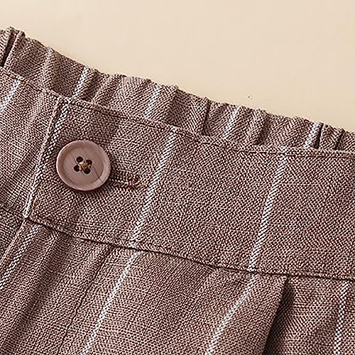 Womens Stripes Pants Elastic Waist Cotton Linen Straight Pants Casual Loose Fit Going Out Trouser Pants for Ladies3