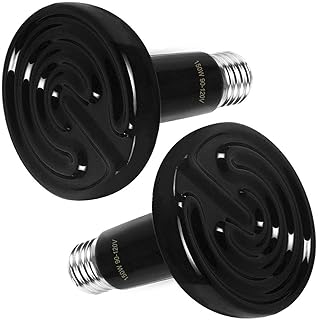 150W 2 Pack Ceramic Heat Lamp, Upgraded Thicker Infrared Reptile Heat Emitter Heater Lamp Bulb for Pet Brooder Coop Chicken Lizard Turtle Snake Aquarium, No Light No Harm, 24hr Heat Source