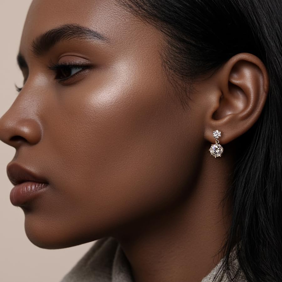 Moissanite Hoop Earrings for Women, Drop Dangle Earrings Brilliant Round Cut 2ct D Color VVS1 18K Gold Plated 925 Sterling Silver Hypoallergenic, Wedding Earrings Jewelry for Gifts3