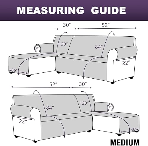 Miniatura 2 de MEILLE MAISON Funda de sofá en forma de L para perros, funda de sofá modular de 2 piezas más funda para diván con correas, funda protectora