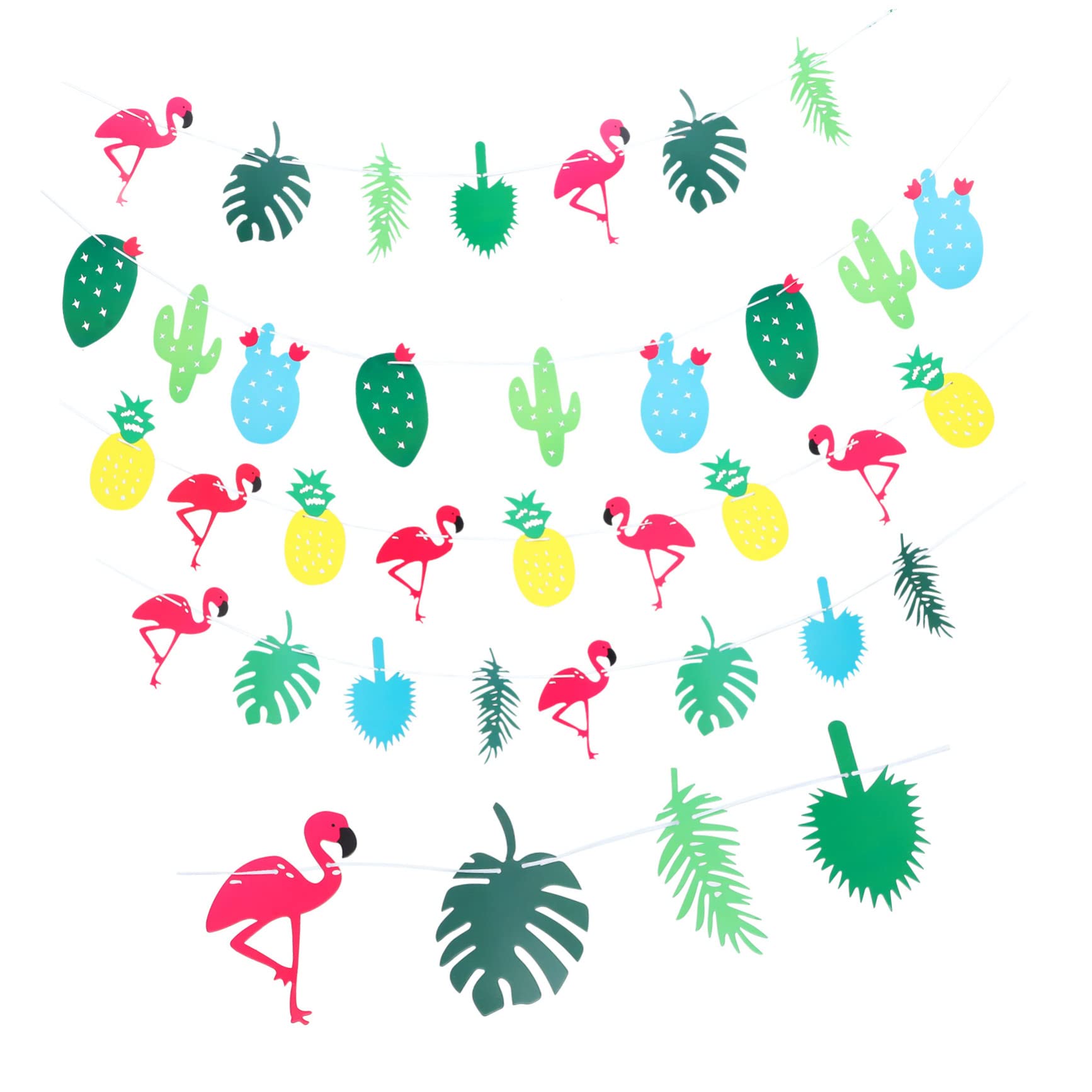 ibasenice Banner Decorativo Hawaiano Carta Con Flamingo e Piante Festive Bunting Per Decorazioni Di Feste Tema Hawaii Per Matrimonio e Celebrazioni Facile Da Installare Per Foto