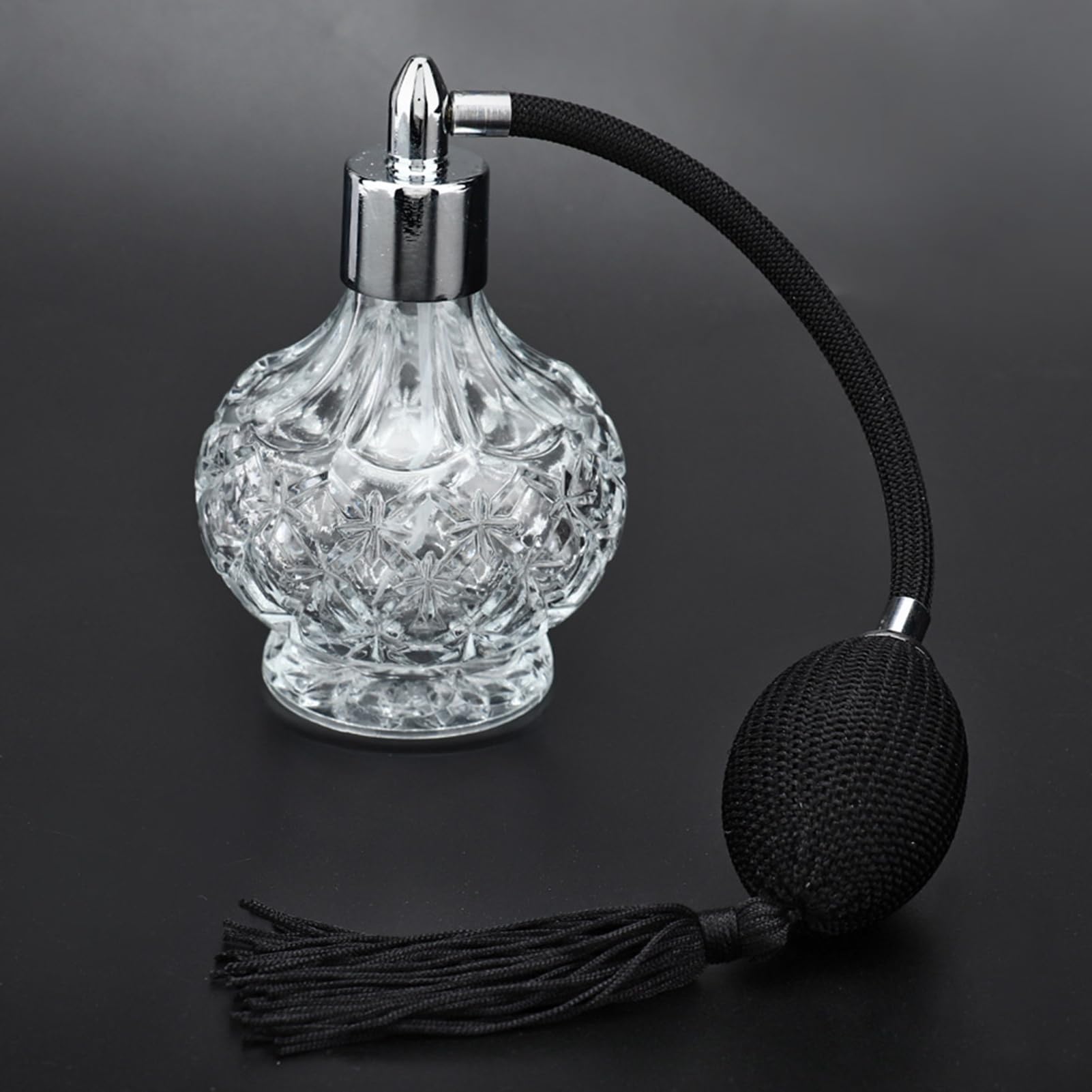 Juroupi Retro Glass Perfume Bottle Refillable Tassel Empty Spray Bottle Atomizer 80ml