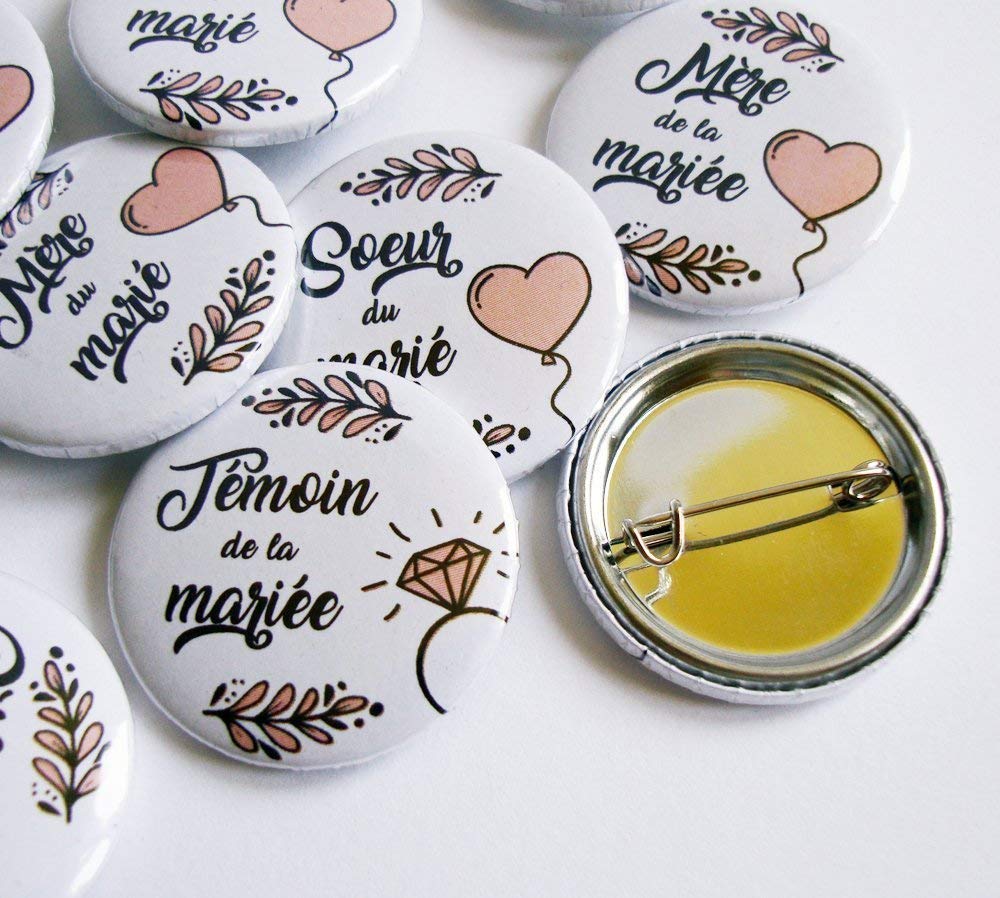 Badges de mariage pour témoins et famille, invités