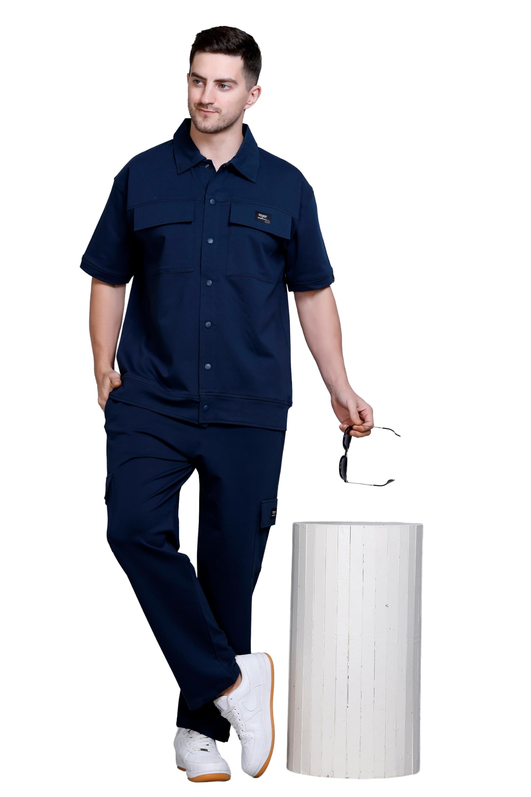 Men's Cotton Executive Relaxed Fit Co-ord Set of Shacket & Cargopant-image-1
