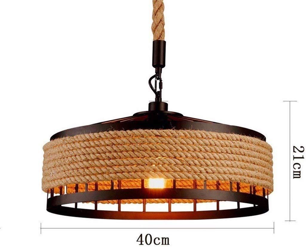 Przemysłowe lampy wiszące, vintage wyspy kuchenne wisząca oprawa oświetleniowa lampa sufitowa, metal i lina konopna klatka żyrandol wisząca lampa do domu wiejskiego jadalni, baru, restauracji