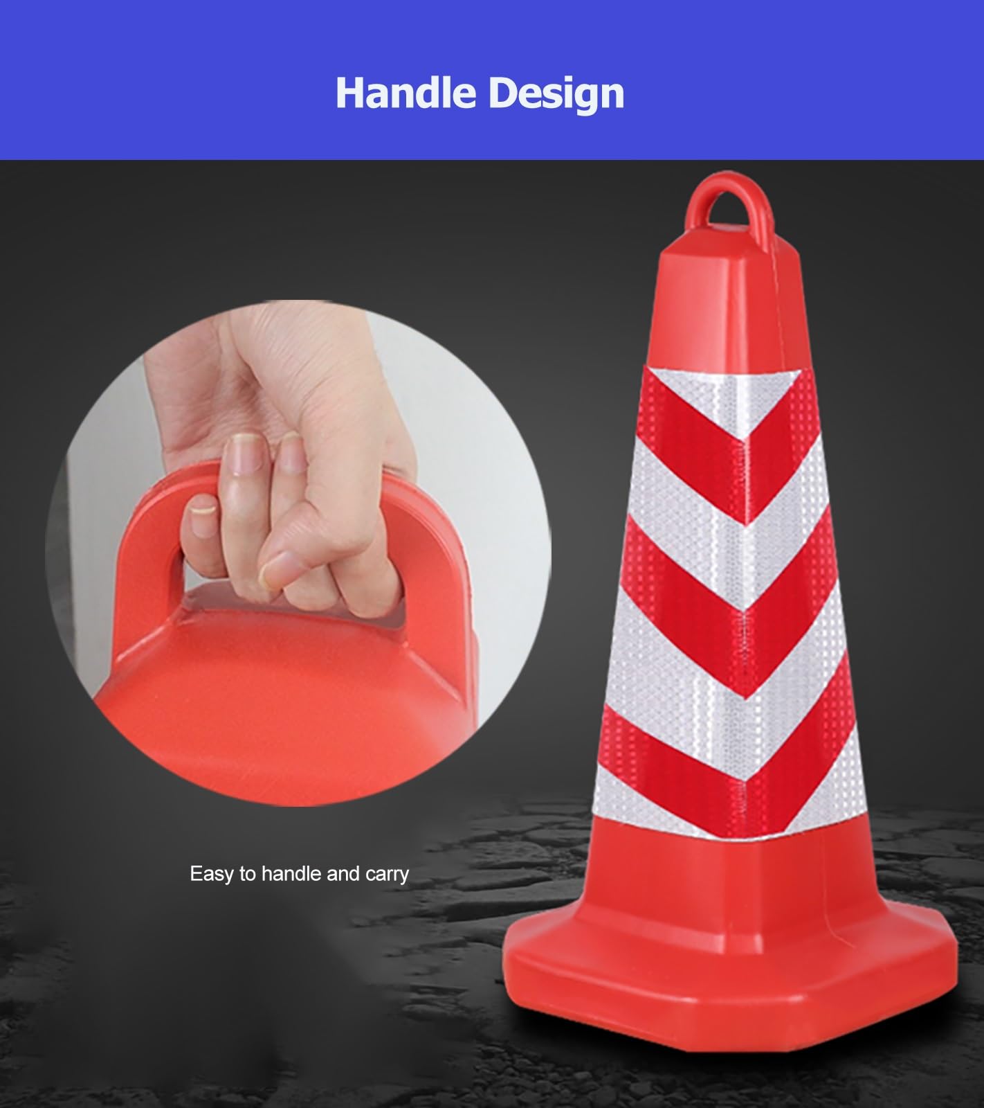 Poteau de stationnement, cônes de signalisation Jaunes en ABS de 63 cm (24,8 po) avec poignée et 2 Tubes de Sable - Cônes de sécurité légers pour la Construction, Le stationnement et la sécu