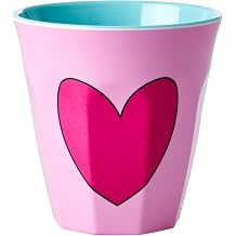 Pair of Medium Melamine Hearts Cups in Soft Pink by RICE