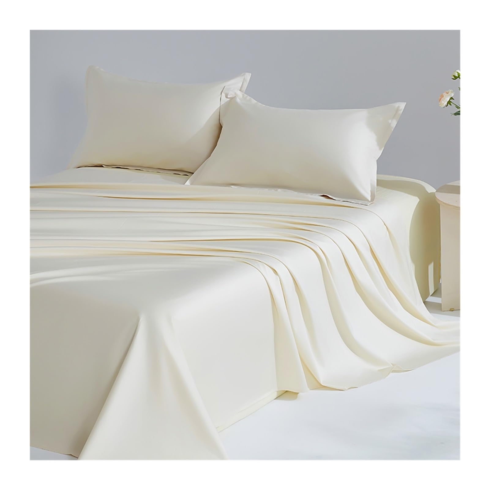 Sabanas Encimeras Cama 90cm A 200cm 500 Hilos 100% Algodón De Fibra Larga Sábana Plana Transpirable Y Refrescante(Beige,245x270cm)